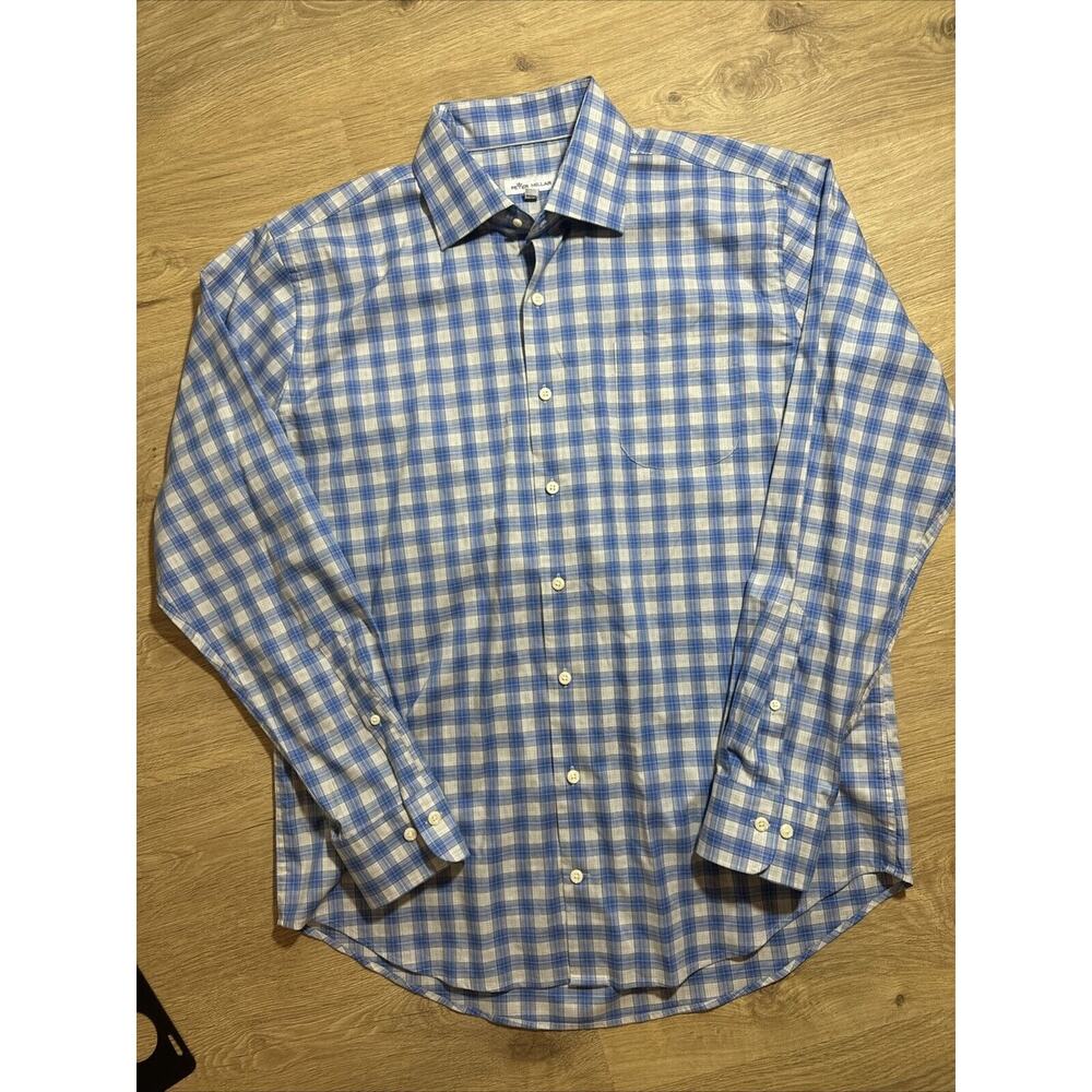 Peter Millar Shirt Mens Large Button Down Performance Golf Gingham Check